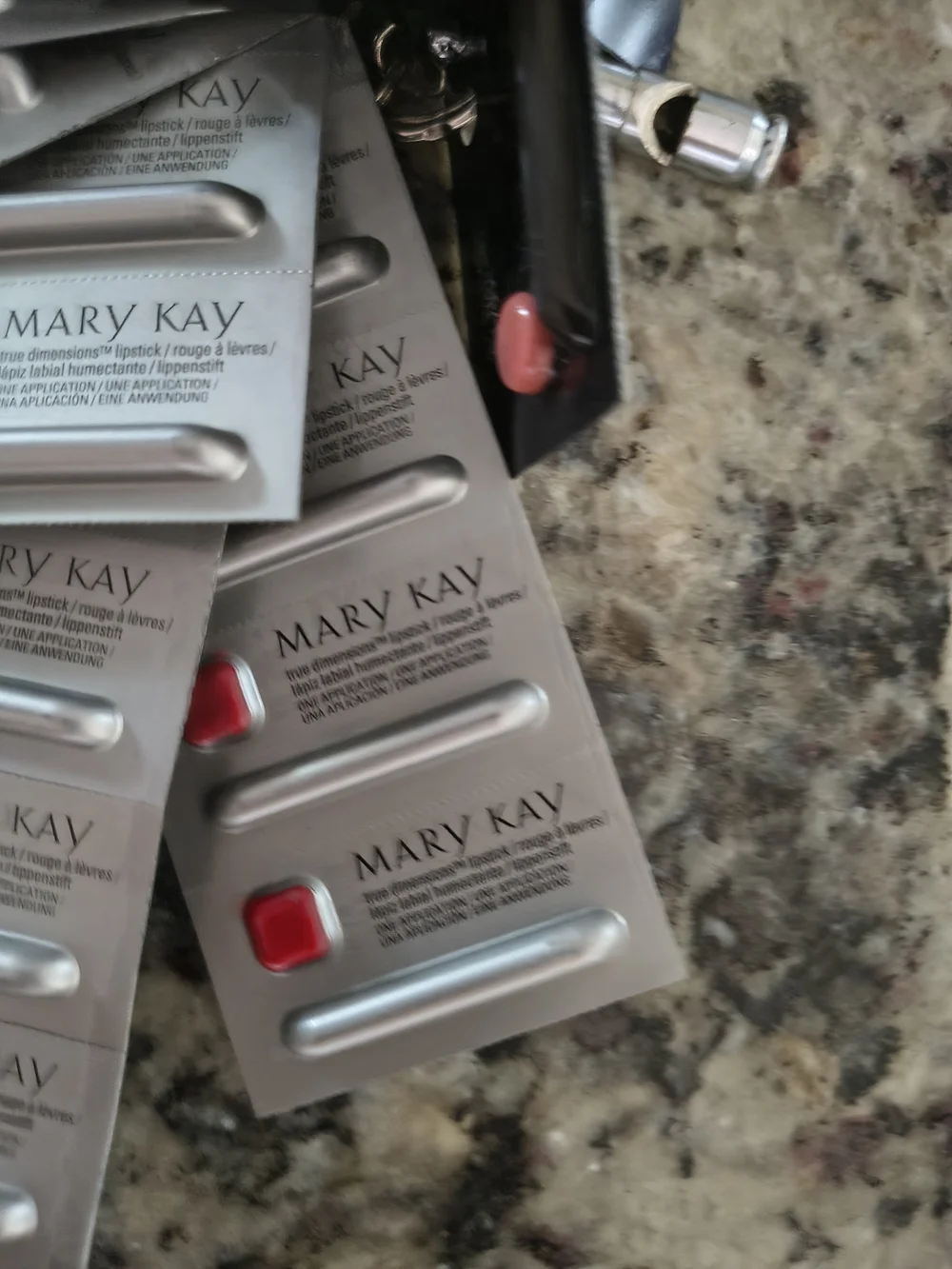 Mary Kay Sample Lipstick Swatches in Coral Pink